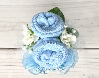 Baby Boy Shower Sock Corsage-Mommy to be Baby Shower Corsage-Grandma to be-Were Expecting Baby Shower Decorations.