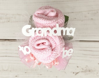 Baby Sock Corsage-Baby Shower Corsage-Grandma to be-We're Expecting Baby Shower Decorations, Mommy to be Pin, Baby Shower Pin.