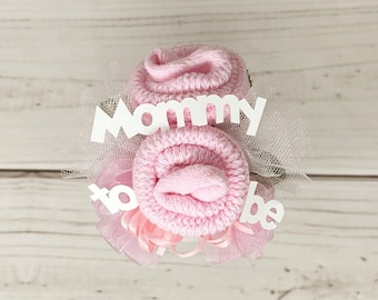 Baby Sock Corsage-Mommy to be Baby Shower Corsage-Grandma to be-Were Expecting Baby Shower Decorations.