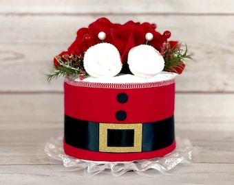 Santa Baby Shower Christmas Diaper Cake Table Centerpiece-Baby Shower Decorations-Expecting Mom Gift-New Baby Gift-Baby Girl Baby Boy Gift.