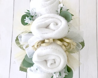 Greenery Baby Shower Sock Corsage for Mom, Grandma,Aunt and Big Sister-Baby Shower Decorations.