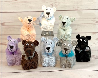 Washcloth Bear, Baby Shower Favors, Teddy Bear Baby Shower, Diaper Cake, Washcloth Teddy Bear, Teddy Bear Party favor, Woodland Bear