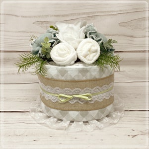 Gender Neutral Burlap Diaper Cake Baby Shower Table Centerpiece Baby Shower Decorations New Baby Girl Gift-Baby Shower Gift