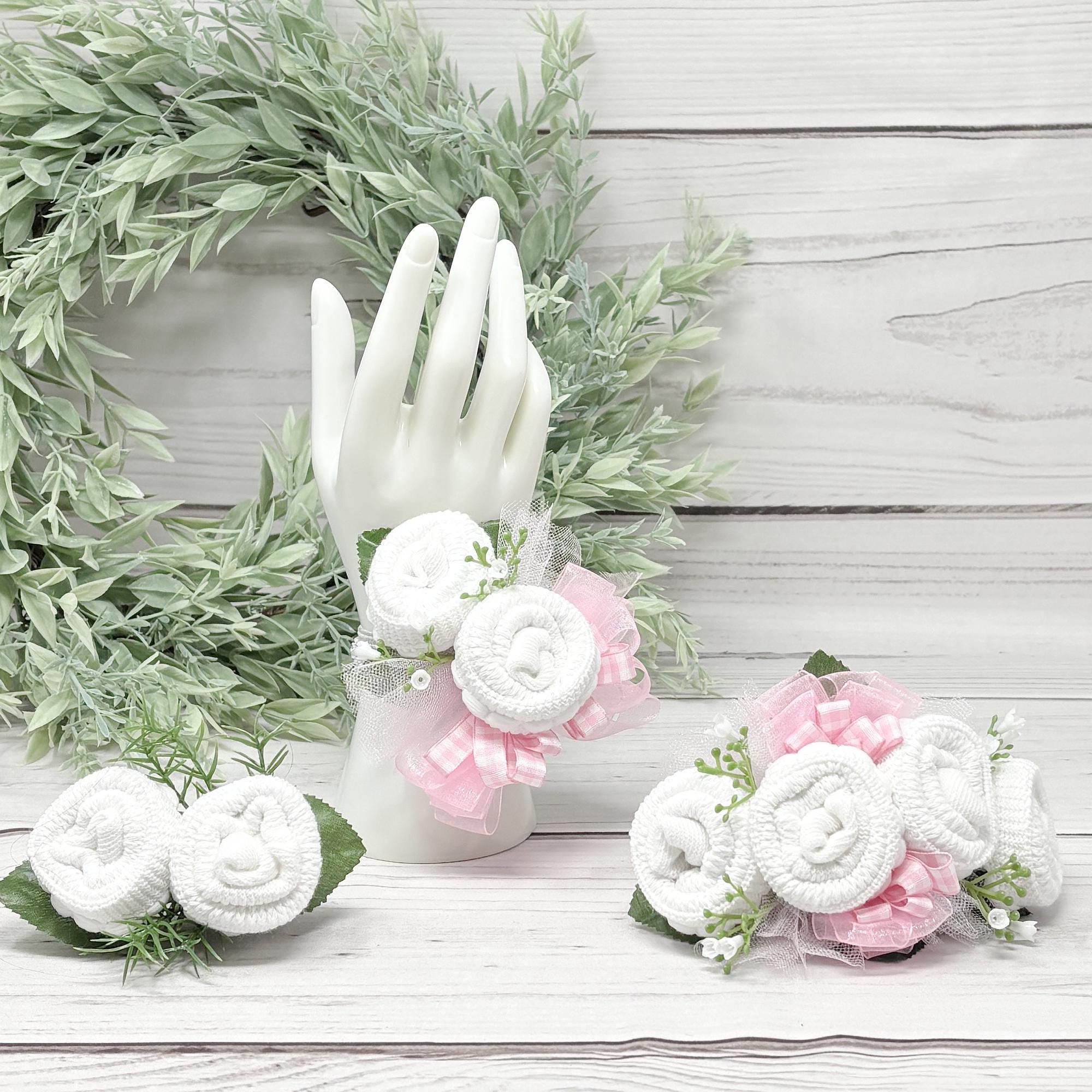 Baby Shower Corsage-baby Sock Corsage for a Baby Girl-first Time - Main Image