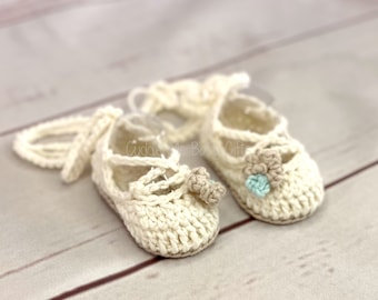 Crochet Baby Ballet Slippers: Custom Cotton Shoes, Newborn Photo Prop
