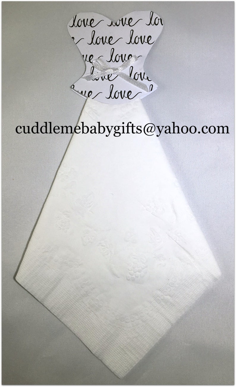 Love Wedding Dress Bridal Shower Napkins-Bridal Gown Shower Napkins-Bridal Shower Favors-Wedding Napkins-Mr.& Mrs. Napkins. love/white