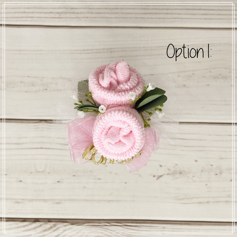 Baby Sock Corsage-Mommy to be Baby Shower Corsage-Grandma to be-Were Expecting Baby Shower Decorations, Mommy to be Pin, Baby Shower Pin Option 1