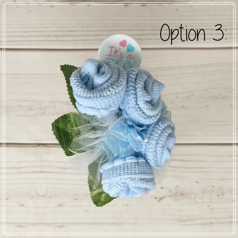 Baby Shower Corsage-Mommy to be Baby Shower Corsage-Grandma to be Newborn Baby Sock Corsage-Were Expecting Baby Shower Decorations. Option 3