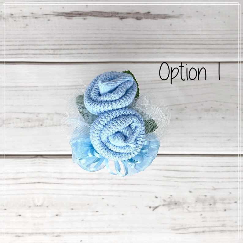 Baby Boy Shower Sock Corsage-Mommy to be Baby Shower Corsage-Grandma to be-Were Expecting Baby Shower Decorations. image 3