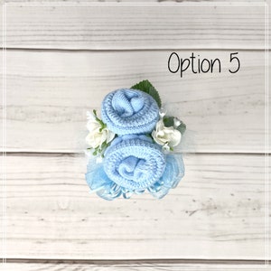Baby Boy Shower Sock Corsage-Mommy to be Baby Shower Corsage-Grandma to be-Were Expecting Baby Shower Decorations. image 7