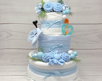 Diaper Cake Boy Baby Shower Table Decorations-Diaper Raffle Expecting Mom Gift-New Parents Gift-Pregnant Sister Gift-Coworker Baby Gift.