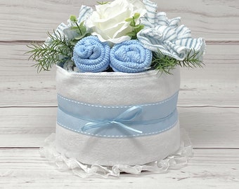 Diaper Cake Boy Baby Shower Decorations-Unique Baby Boy Gift-Baby Shower Centerpiece Boy-Expecting Mom Gift-Coworker Baby Gift.