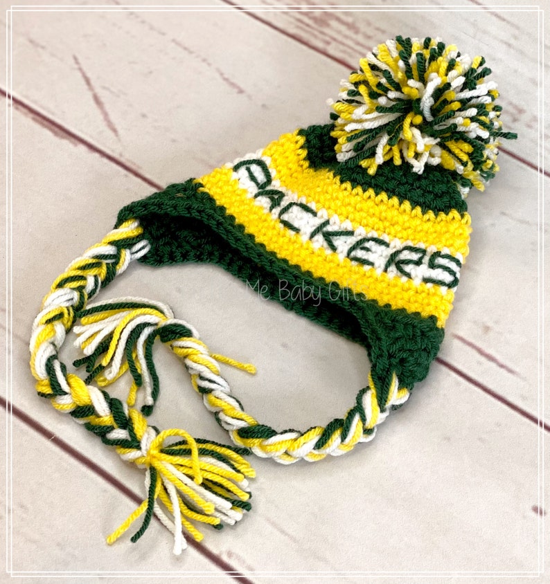 Green Bay Packers Baby Hat, Baby Shower Gifts, Baby Photo Prop, Green Bay Packers, Baby Winter Hat, Football Hat, Football Photo Prop. image 9