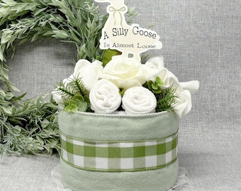 Diaper Cake Silly Goose is almost Loose Baby Shower Table Decorations:Expecting Mom Gift.