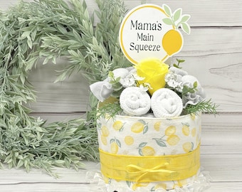 Lemon Diaper Cake Baby Shower Centerpiece, Expecting Mom Gift