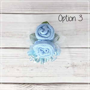 Baby Boy Shower Sock Corsage-Mommy to be Baby Shower Corsage-Grandma to be-Were Expecting Baby Shower Decorations. image 5