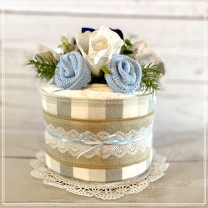 Baby Boy Burlap Diaper Cake Baby Shower Table Centerpiece Baby Shower Decorations-New Baby Gift-Baby Shower Gift-Expecting Mom Gift.