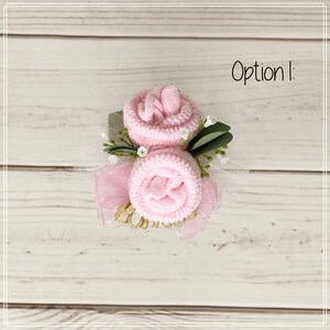 Baby Sock Corsage-Mommy to be Baby Shower Corsage-Grandma to be-Were Expecting Baby Shower Decoration, Mommy to be Pin, Baby Shower Pin Option 1