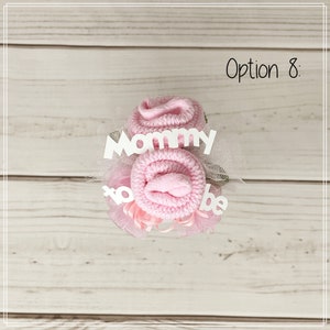 Baby Sock Corsage-Mommy to be Baby Shower Corsage-Grandma to be-Were Expecting Baby Shower Decorations, Mommy to be Pin, Baby Shower Pin Option 8