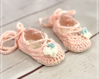 Crochet Baby Ballet Slippers: Custom Cotton Shoes, Newborn Photo Prop