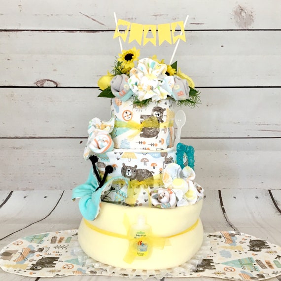 woodland baby shower diaper cake