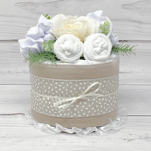 Gender Neutral Diaper Cake Baby Shower Table Centerpiece-Boho Greenery Baby Shower Girl Expecting Mom Gift-Boy Postpartum Gift.