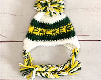 Green Bay Packers Crochet Baby Hat: Football Photo Prop