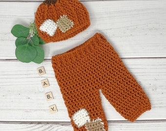 Crochet Pumpkin Baby Hat & Diaper Cover Set