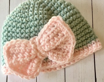 Crochet Baby Hat-Crochet Baby Girl Beanie Baby Shower Gift-Crochet Baby Hat- Expecting Mom Gift-Coworker Baby Gift.