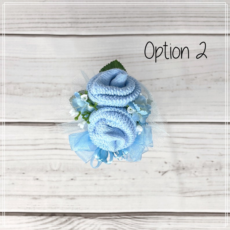 Baby Boy Shower Sock Corsage-Mommy to be Baby Shower Corsage-Grandma to be-Were Expecting Baby Shower Decorations. image 4