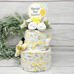 Lemon Diaper Cake: Baby Shower Centerpiece & Raffle Gift