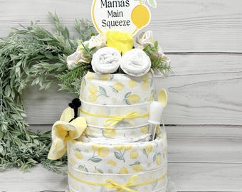 Lemon Diaper Cake: Baby Shower Centerpiece & Raffle Gift