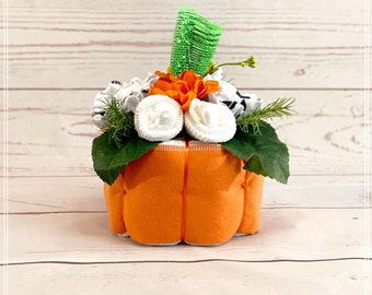 Pumpkin Diaper Cake Centerpiece-Fall Baby Shower-Halloween Baby Shower Decor-First Time Mom Gift.