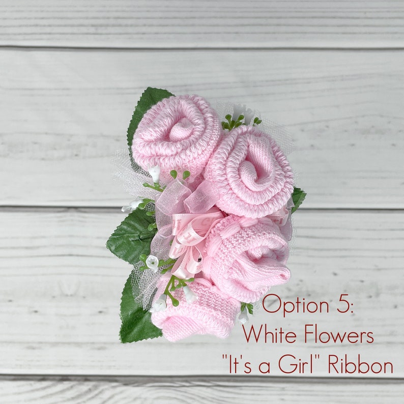 Baby Sock Corsage-Baby Shower Corsage-Expecting Mom Gift-New Grandma Gift-Great Grandma Gift-Big Sister Gift-Pregnant Sister Gift. Option 5