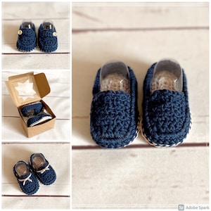Crochet Baby Shoes Loafers-Newborn Baby Booties-Coming Home Outfit Boy-Birth Announcement-Expecting Mom Gift-Postpartum Gift-Baby Boy shoes.