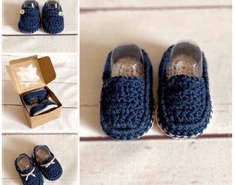 Crochet Baby Loafers: Newborn Booties, Coming Home Outfit Boy Shoes