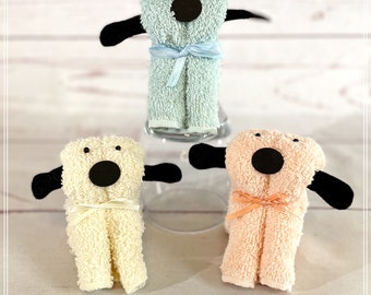 Puppy Baby Shower Favors-Puppy Baby Shower Decorations-Washcloth Puppy Baby Shower Favor-Puppy Washcloth Favor-Baby Shower Gift