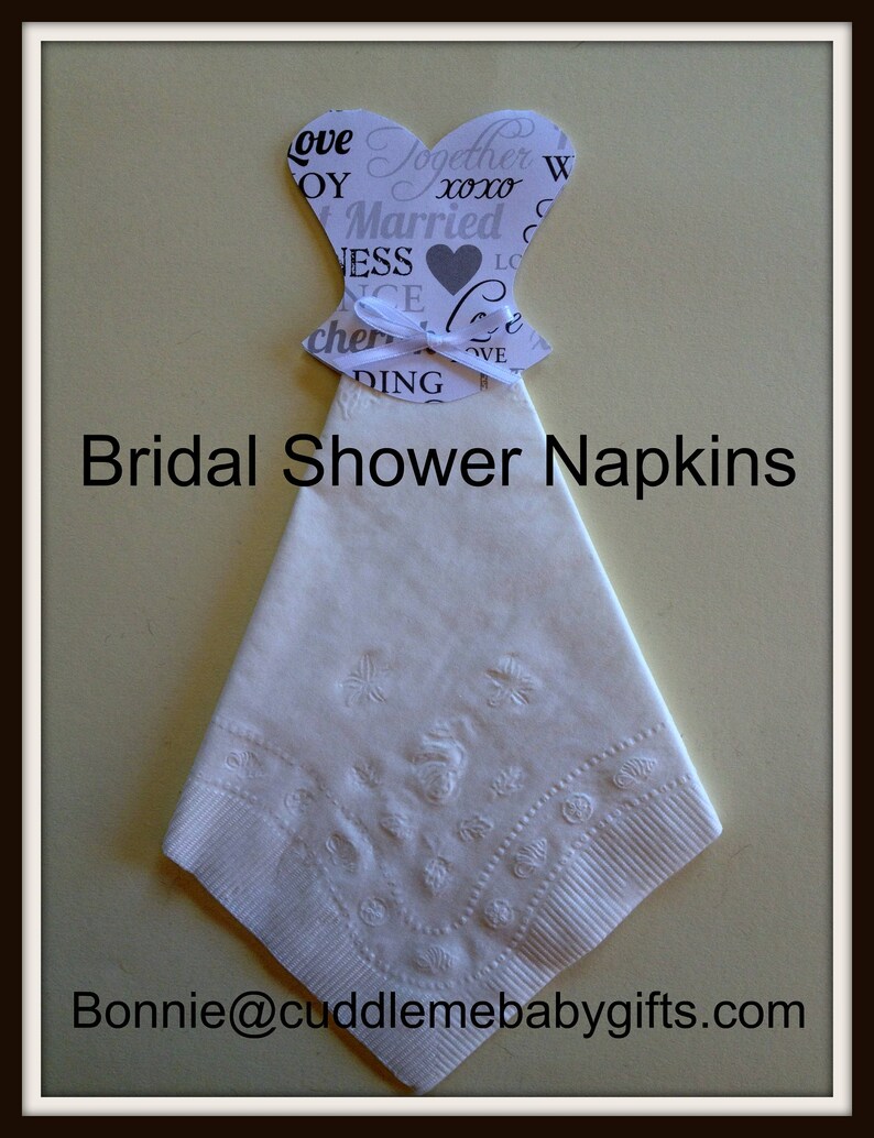 Love Wedding Dress Bridal Shower Napkins-Bridal Gown Shower Napkins-Bridal Shower Favors-Wedding Napkins-Mr.& Mrs. Napkins. image 5