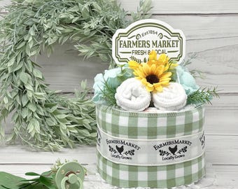 Gâteau de couches Farmers Market : centre de table pour baby shower