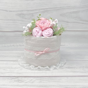 Windeltorte Mädchen Baby-Dusche-Mittelstück-Erwartete Mutter Geschenk-Neue Eltern Geschenk-Postpartum Geschenk-Schwangere Schwester Geschenk-Geschlecht offenbaren Geschenk.
