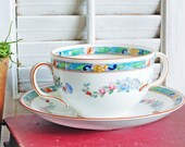 Royal Doulton Double Handle Bouillon Cup and Saucer, Made in England