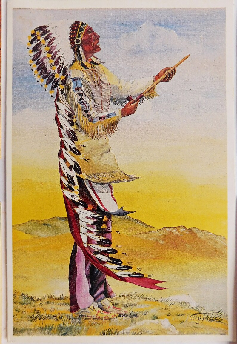 5 Charles M Russel Native American Greeting Cards Old American West Vintage Blank Unused