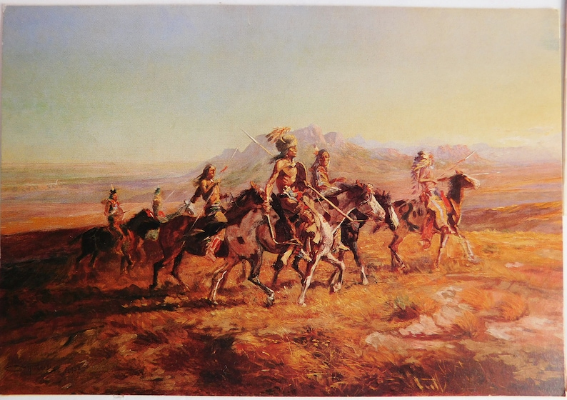 5 Charles M Russel Native American Greeting Cards Old American West Vintage Blank Unused