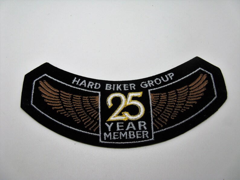 Great application fusible badge embroidered background black Hard biker group