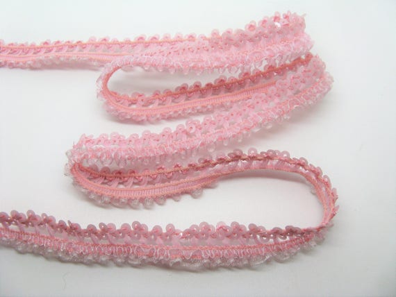 3 Mètres RUBAN ORGANZA ROSE MOTIF COEUR MARIAGE BIJOUX PERLES SCRAPBOOKING