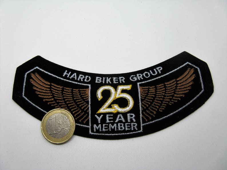 Great application fusible badge embroidered background black Hard biker group