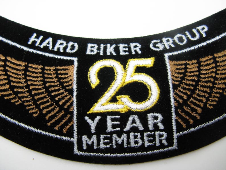 Great application fusible badge embroidered background black Hard biker group