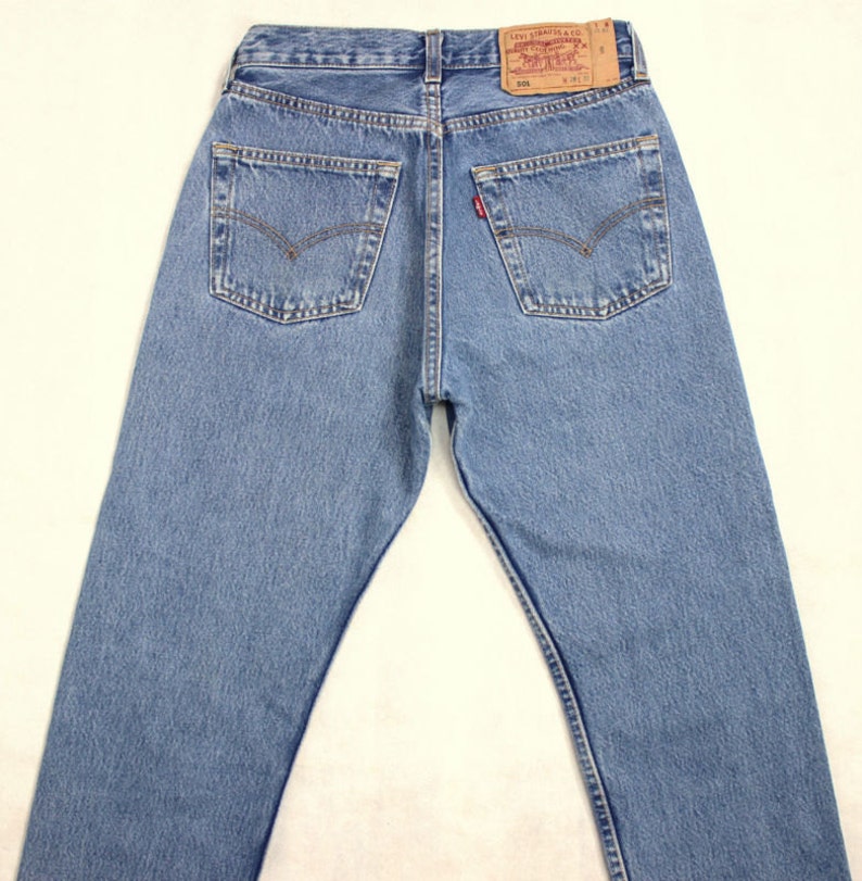 Levi's 501 Vintage High Waist Denim Jeans Medium Blue Wash Authentic Gift Womens Slim Fit Straight Leg 24 25 26 27 28 29 30 31 32 33 34 Mom image 3
