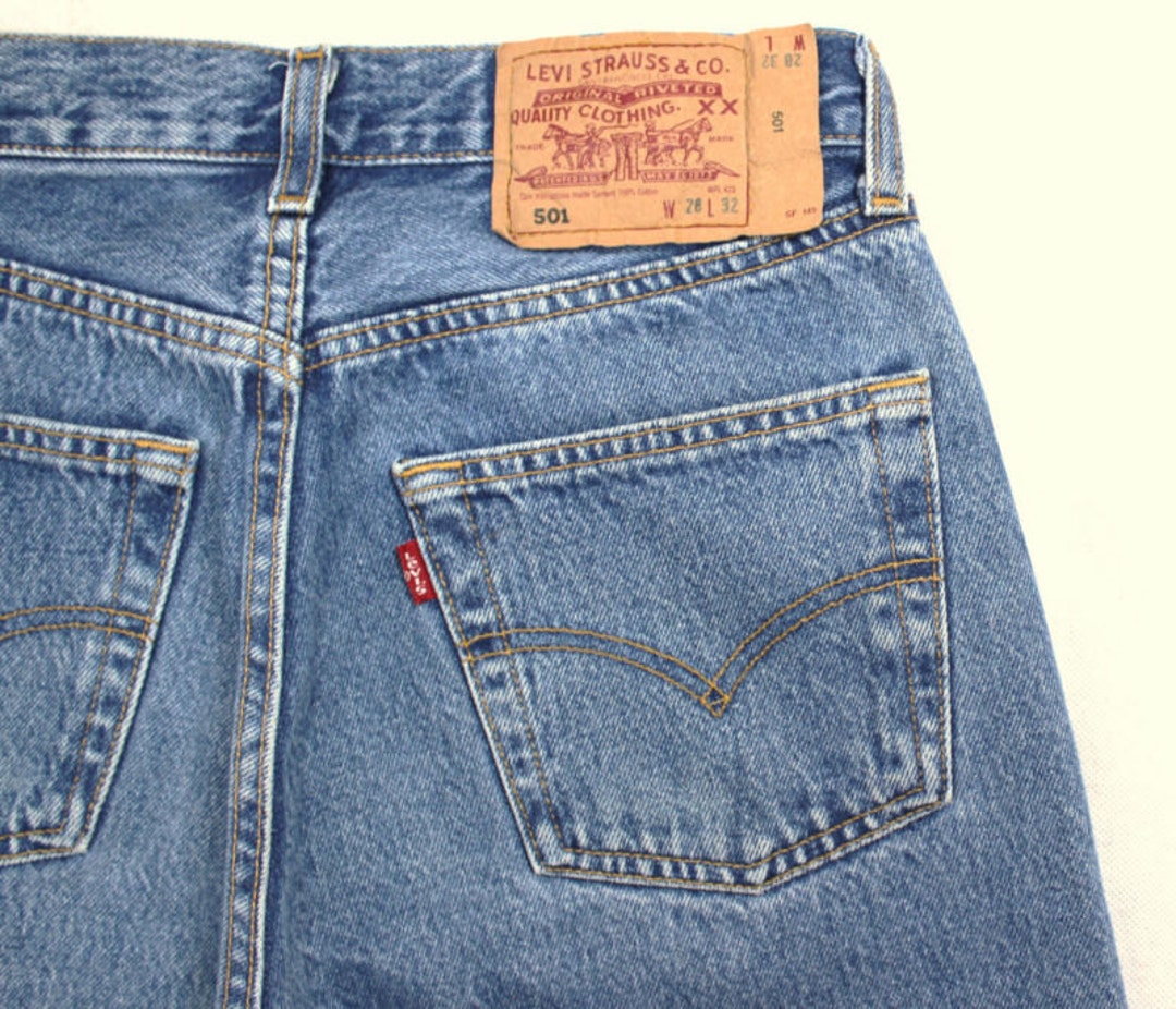 Levi's 501 Vintage High Waist Denim Jeans Medium Blue Wash - Etsy