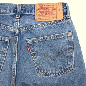 Levi's 501 Vintage High Waist Denim Jeans Medium Blue Wash Authentic Gift Womens Slim Fit Straight Leg 24 25 26 27 28 29 30 31 32 33 34 Mom image 1
